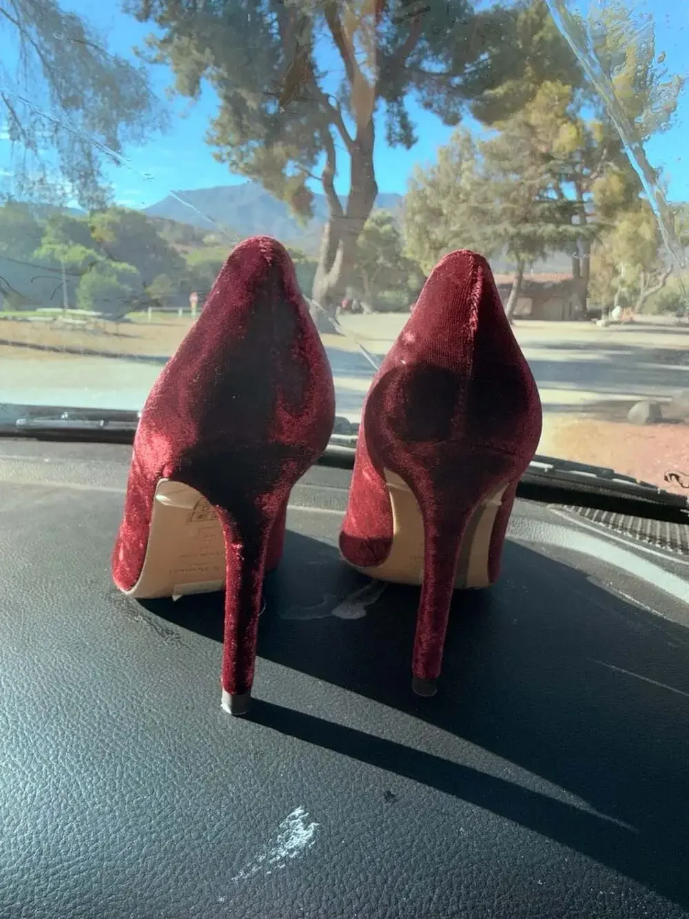 L.K. Bennett Fern Burgundy Velvet Pointed-Toe Stiletto Pumps